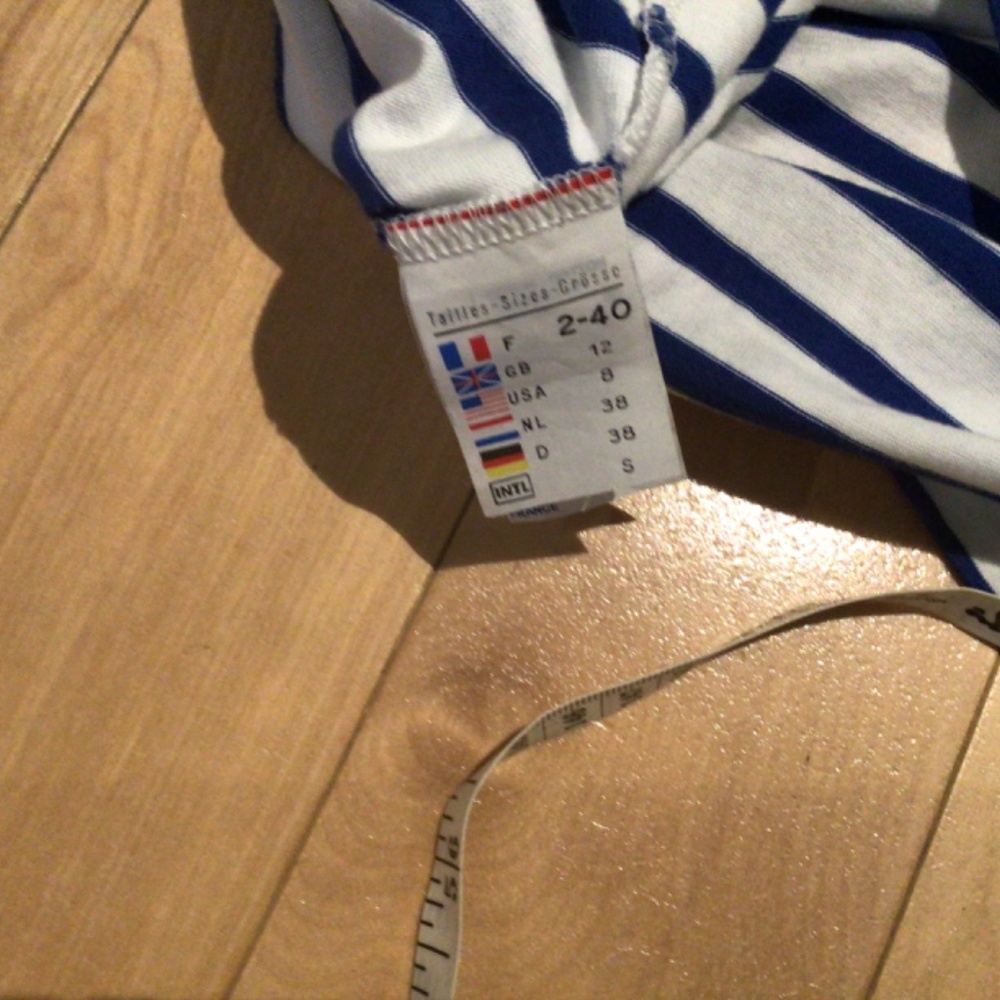 Saint James White and Blue Striped Boatneck Top - Picture 6 of 6